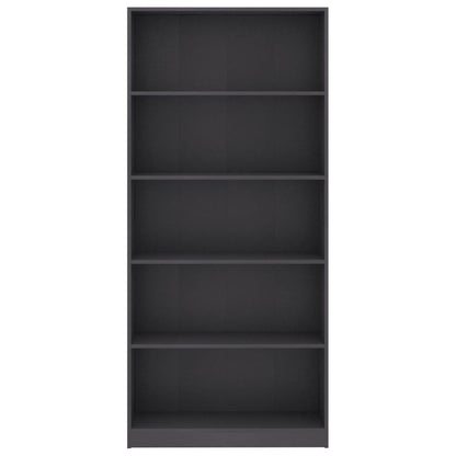 5-Tier Book Cabinet Grey 80x24x175 cm Chipboard