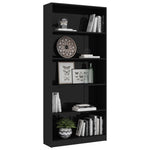 5-Tier Book Cabinet High Gloss Black 80x24x175 cm Chipboard