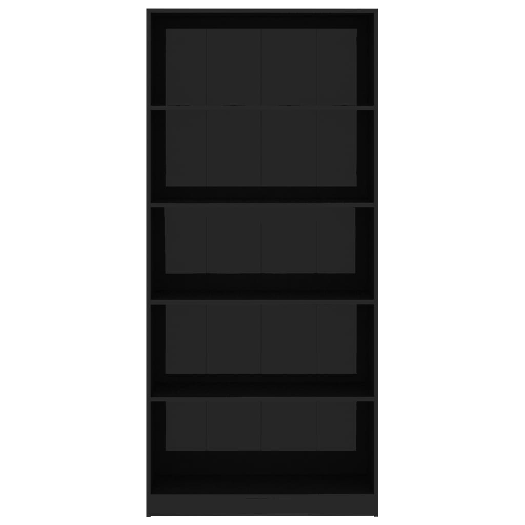5-Tier Book Cabinet High Gloss Black 80x24x175 cm Chipboard