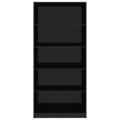 5-Tier Book Cabinet High Gloss Black 80x24x175 cm Chipboard