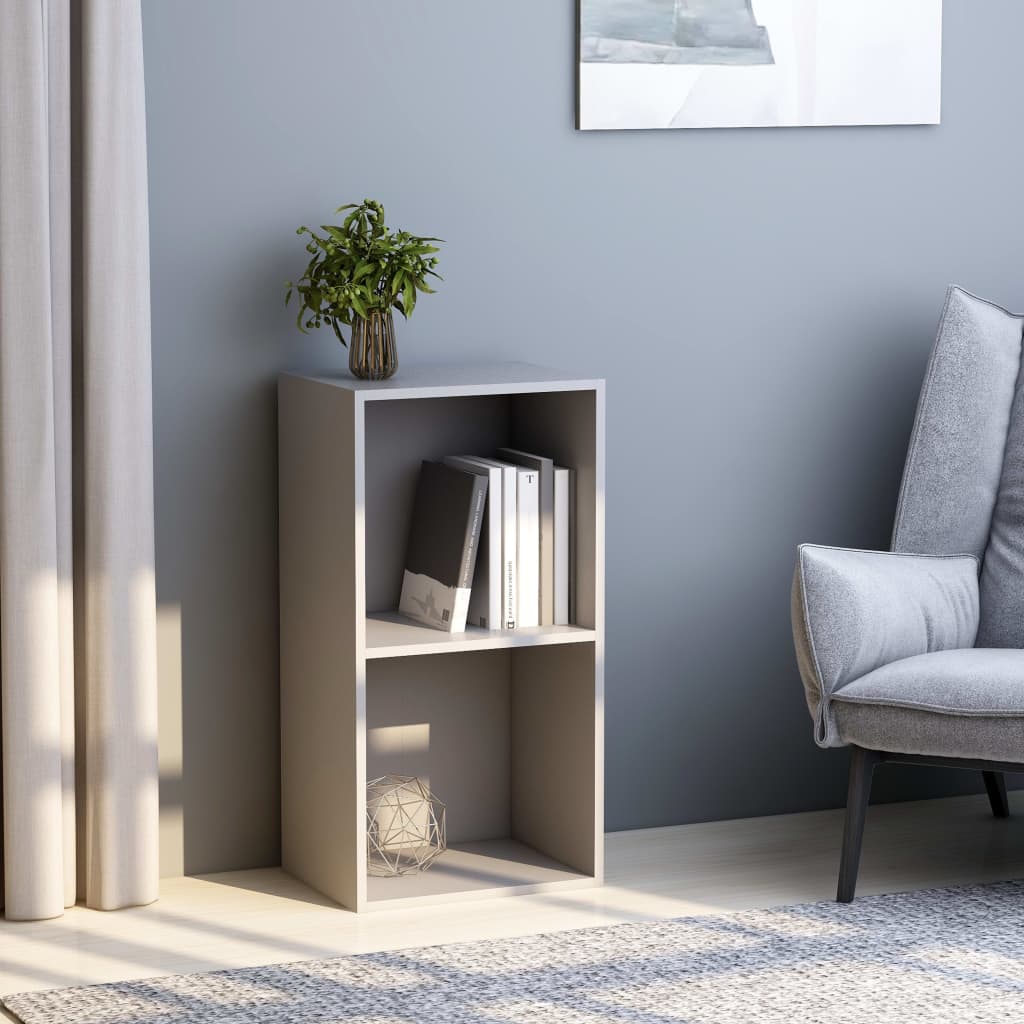 2-Tier Book Cabinet Grey 40x30x76.5 cm Chipboard