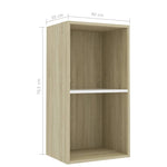 2-Tier Book Cabinet White and Sonoma Oak - Chipboard