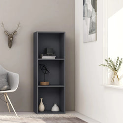 3-Tier Book Cabinet Grey 40x30x114 cm Chipboard