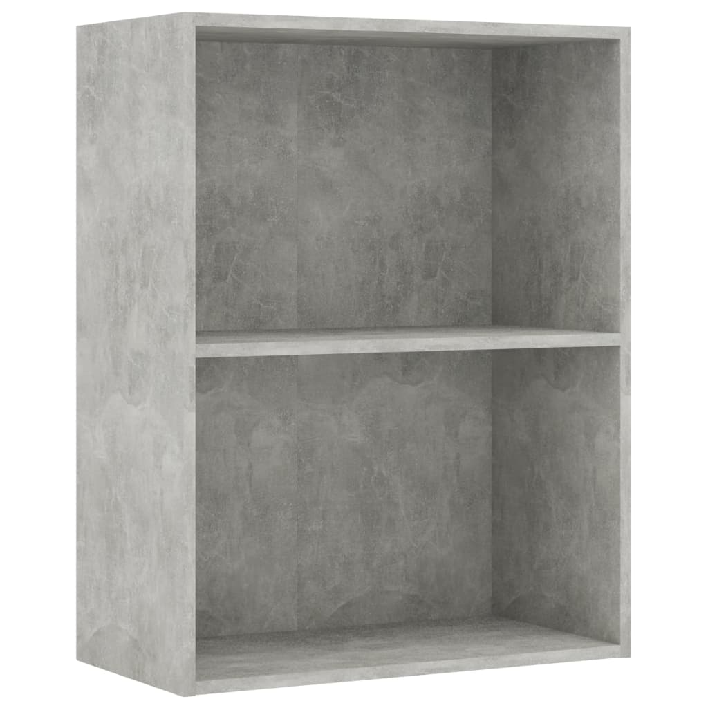 2-Tier Book Cabinet Concrete Grey 60x30x76.5 cm Chipboard