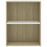 2-Tier Book Cabinet White and Sonoma Oak -Chipboard