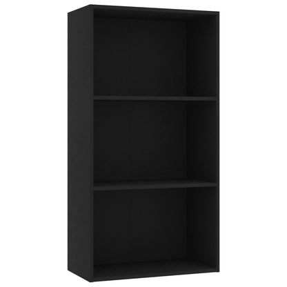 3-Tier Book Cabinet Black 60x30x114 cm Chipboard
