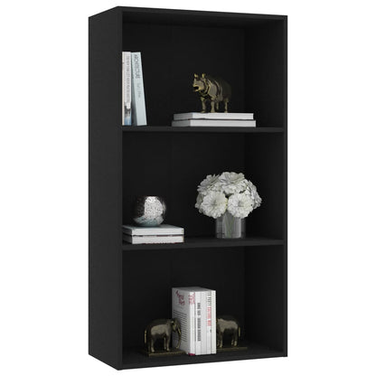 3-Tier Book Cabinet Black 60x30x114 cm Chipboard