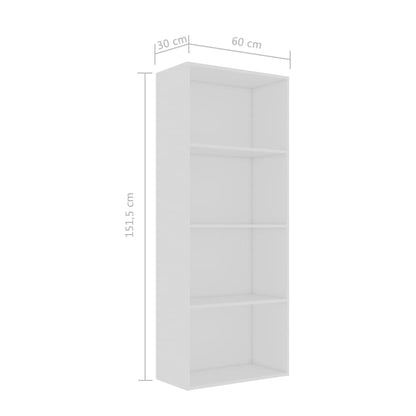 4-Tier Book Cabinet White 60x30x151.5 cm Chipboard