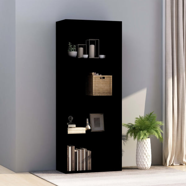  4-Tier Book Cabinet Black  Chipboard