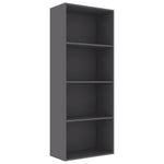 4-Tier Book Cabinet Grey Chipboard
