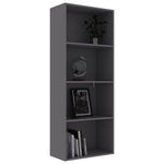 4-Tier Book Cabinet Grey Chipboard