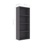 4-Tier Book Cabinet Grey Chipboard