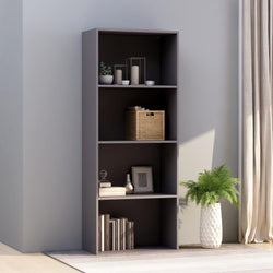 4-Tier Book Cabinet Grey 60x30x151.5 cm Chipboard
