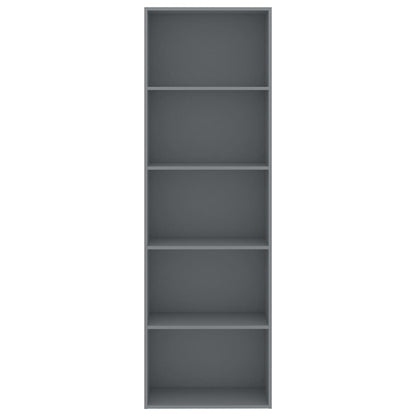 5-Tier Book Cabinet Grey 60x30x189 cm Chipboard