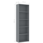 5-Tier Book Cabinet Grey - Chipboard