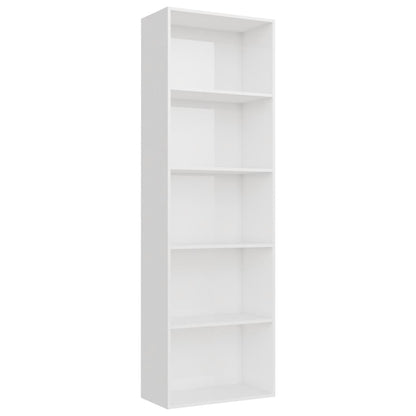 5-Tier Book Cabinet High Gloss White 60x30x189 cm Chipboard