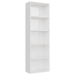 5-Tier Book Cabinet High Gloss White - Chipboard