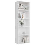 5-Tier Book Cabinet High Gloss White - Chipboard