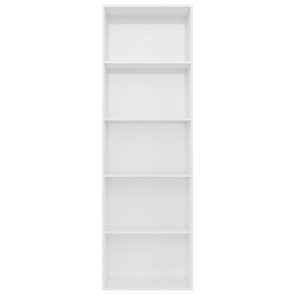 5-Tier Book Cabinet High Gloss White 60x30x189 cm Chipboard