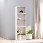 5-Tier Book Cabinet High Gloss White - Chipboard