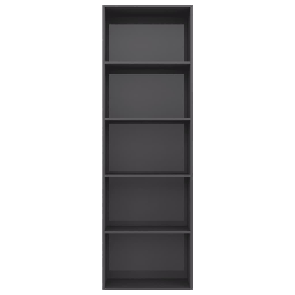 5-Tier Book Cabinet High Gloss Grey 60x30x189 cm Chipboard