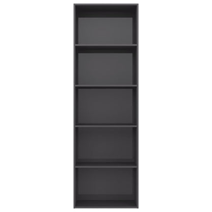 5-Tier Book Cabinet High Gloss Grey 60x30x189 cm Chipboard