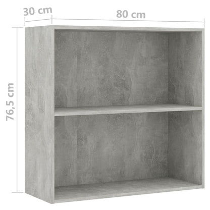 2-Tier Book Cabinet Concrete Grey 80x30x76.5 cm Chipboard