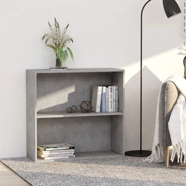  2-Tier Book Cabinet Concrete Grey Chipboard
