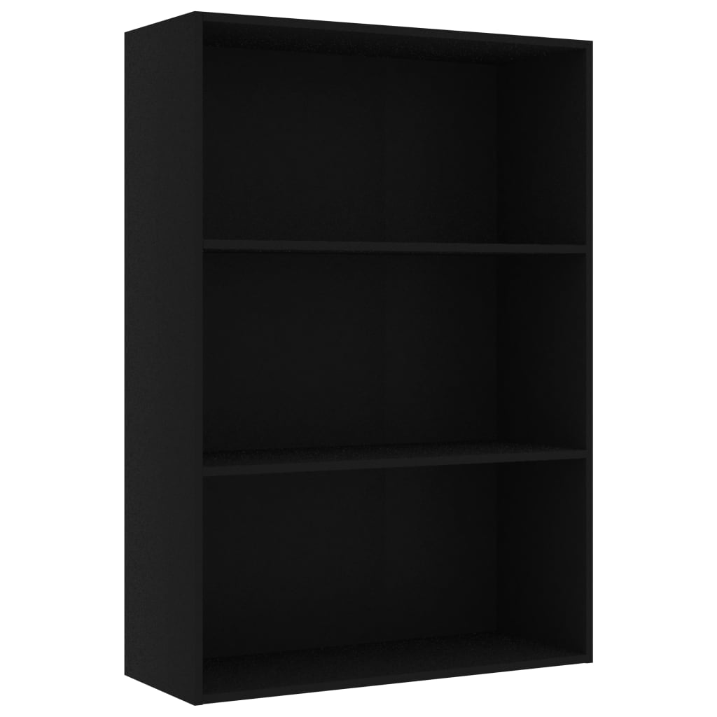 3-Tier Book Cabinet Black 80x30x114 cm Chipboard