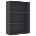 3-Tier Book Cabinet Grey 80x30x114 cm Chipboard