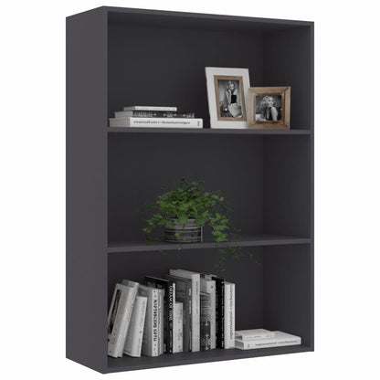 3-Tier Book Cabinet Grey 80x30x114 cm Chipboard