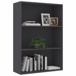 3-Tier Book Cabinet Grey 80x30x114 cm Chipboard