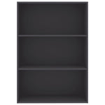 3-Tier Book Cabinet Grey 80x30x114 cm Chipboard