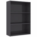 3-Tier Book Cabinet High Gloss Grey 80x30x114 cm Chipboard