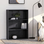 3-Tier Book Cabinet High Gloss Grey 80x30x114 cm Chipboard