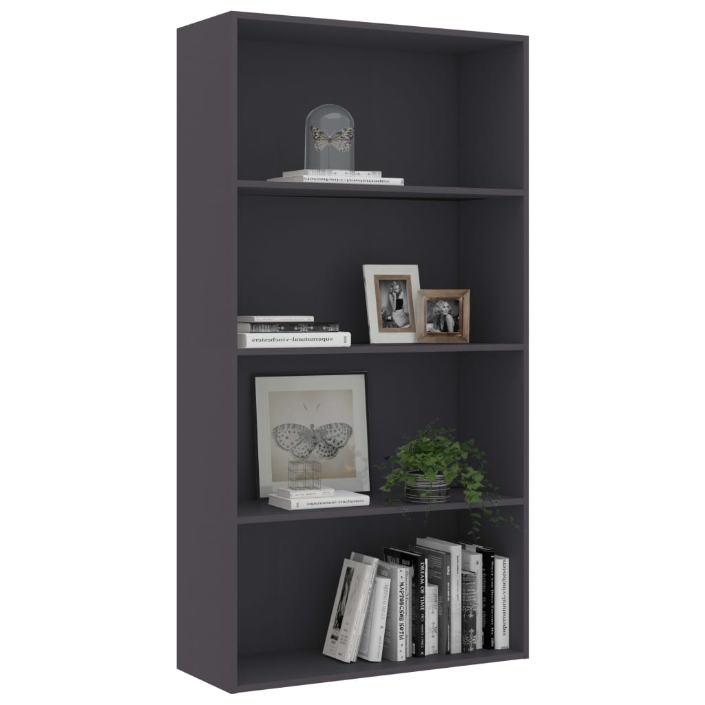 4-Tier Book Cabinet Grey 80x30x151.5 cm Chipboard