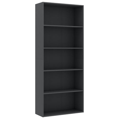5-Tier Book Cabinet Grey 80x30x189 cm Chipboard