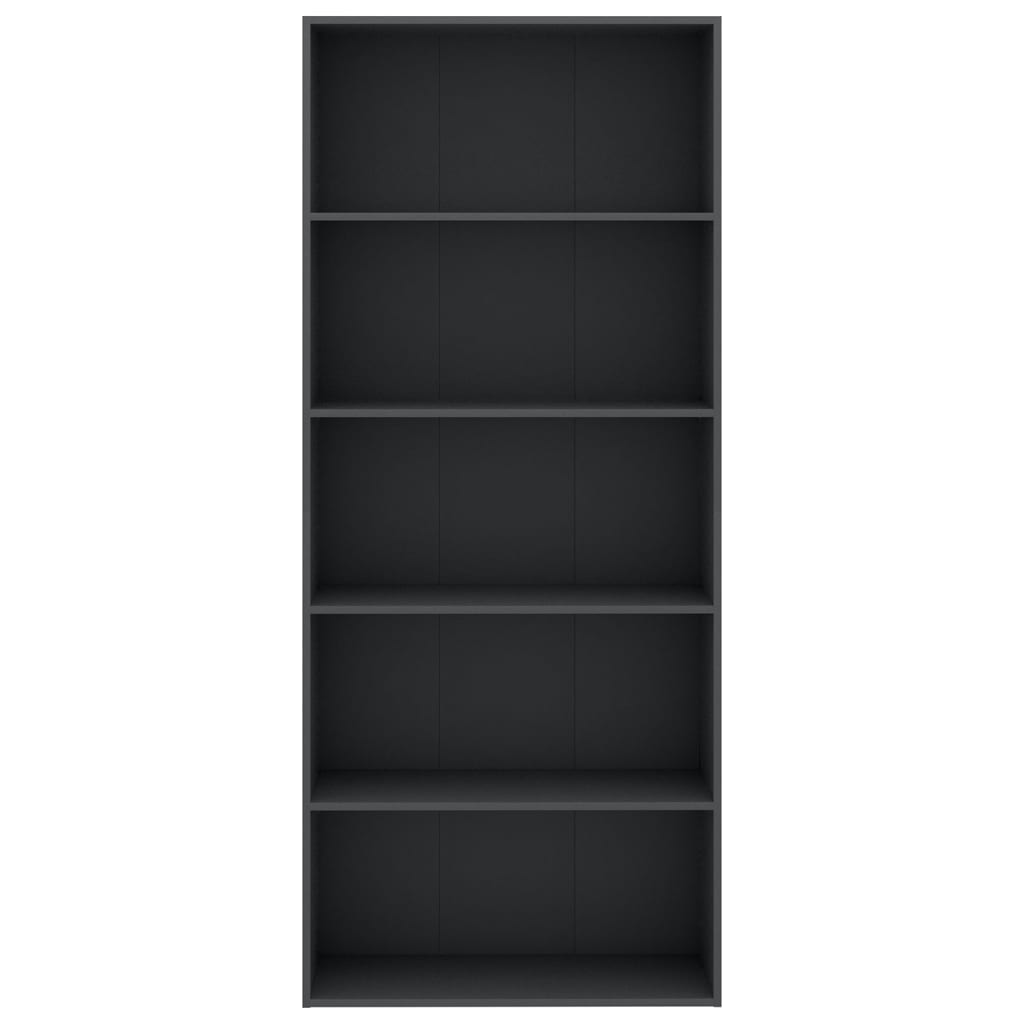 5-Tier Book Cabinet Grey 80x30x189 cm Chipboard
