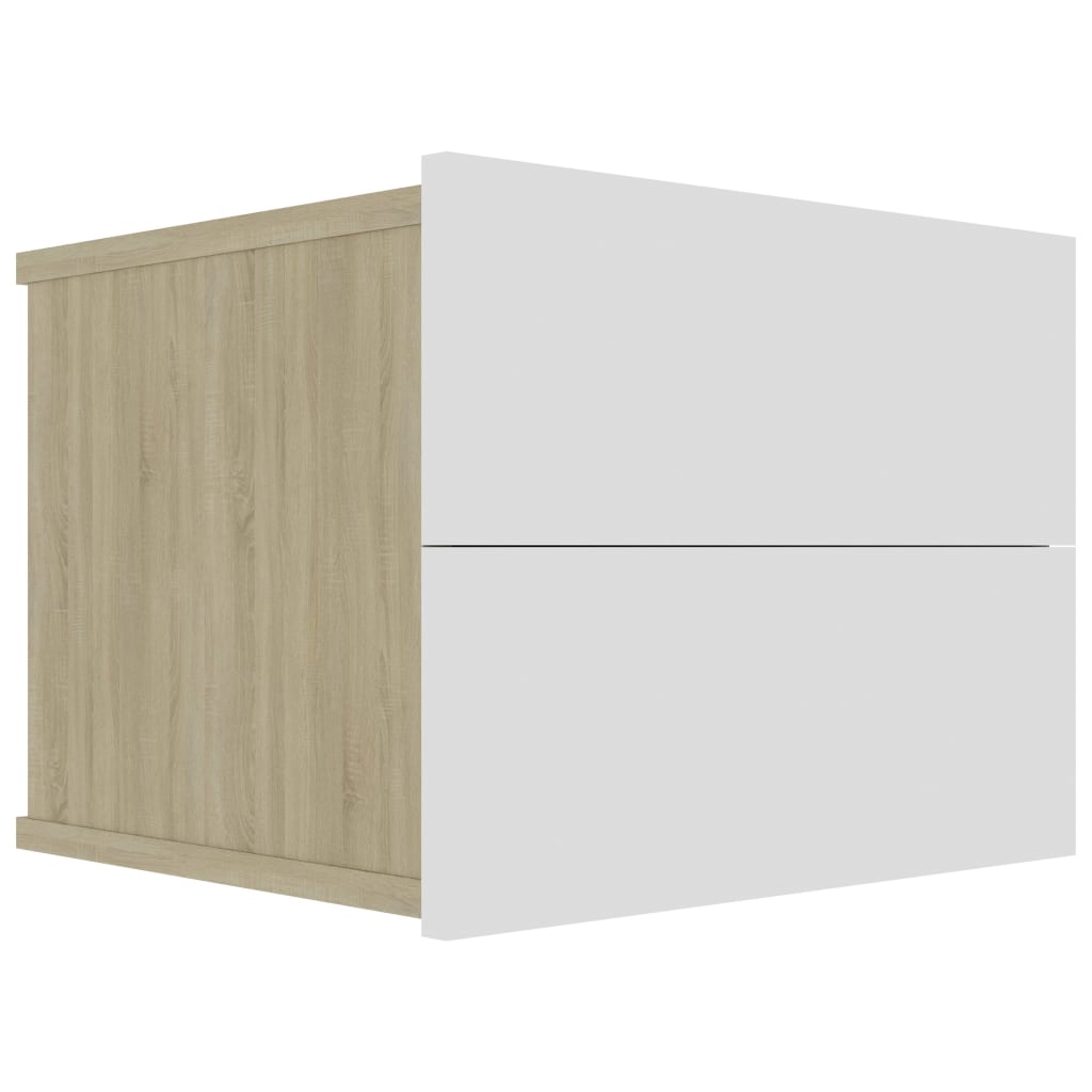 Bedside Cabinet White and Sonoma Oak 40x30x30 cm Chipboard