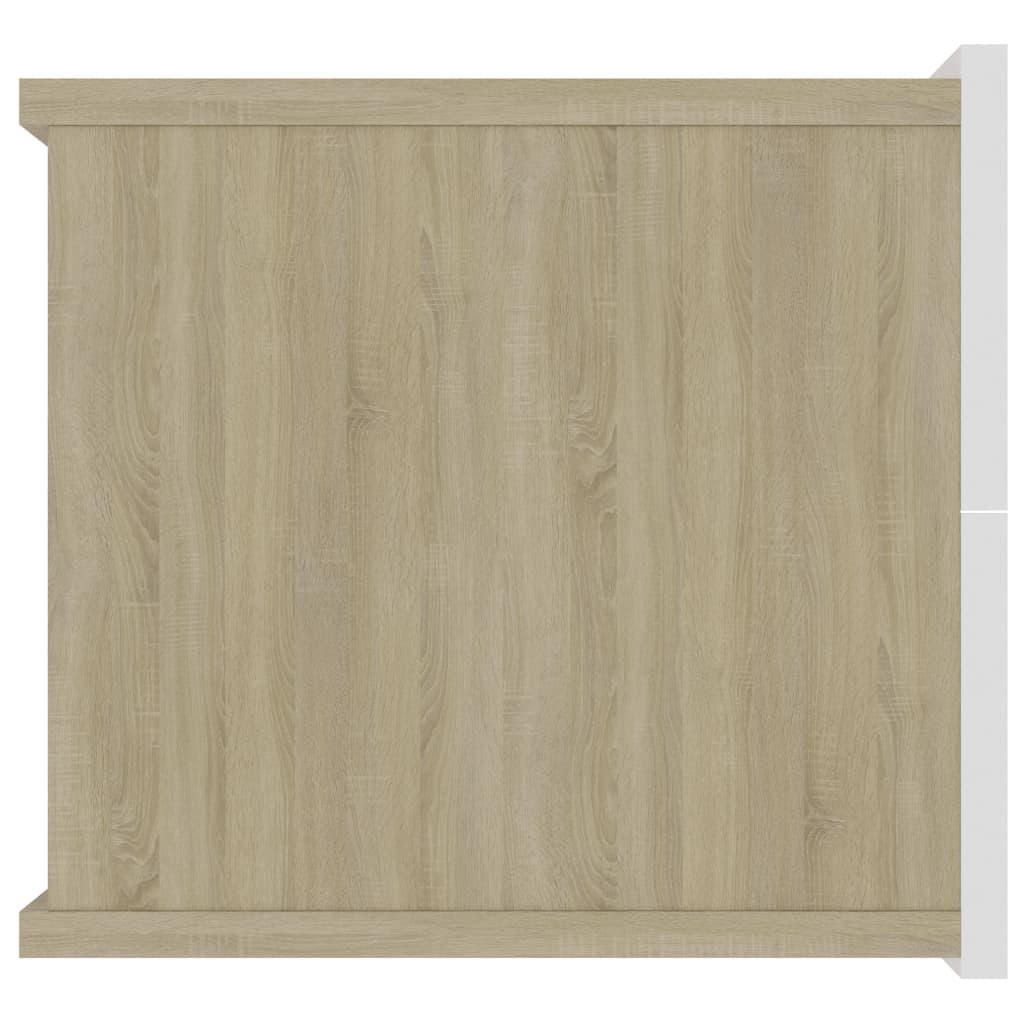 Bedside Cabinet White and Sonoma Oak 40x30x30 cm Chipboard