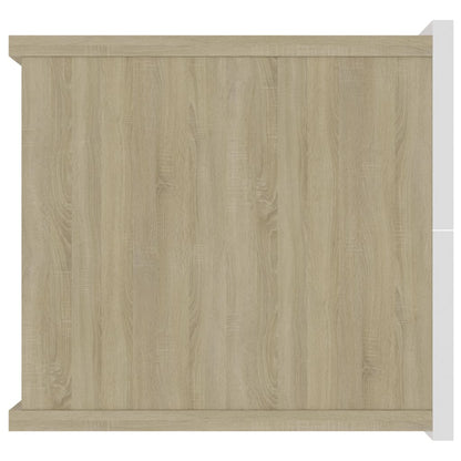 Bedside Cabinet White and Sonoma Oak 40x30x30 cm Chipboard
