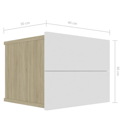 Bedside Cabinet White and Sonoma Oak 40x30x30 cm Chipboard