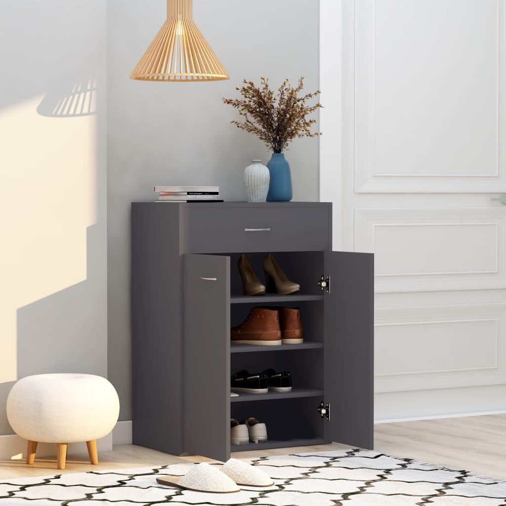 Shoe Cabinet Grey 60x35x84 cm Chipboard