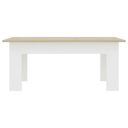 Coffee Table White and Sonoma Oak 100x60x42 cm Chipboard