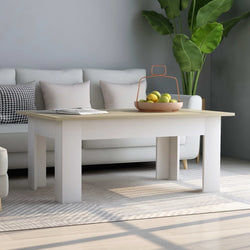 Coffee Table White and Sonoma Oak 100x60x42 cm Chipboard