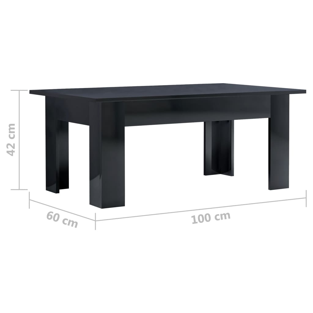 Coffee Table High Gloss Black 100x60x42 cm Chipboard