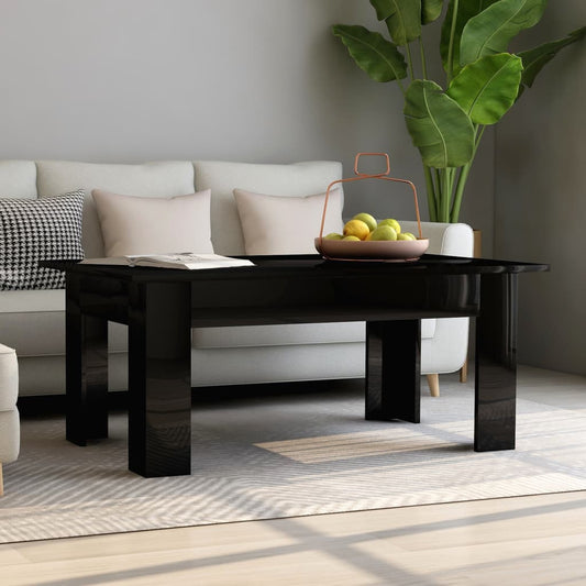Coffee Table High Gloss Black 100x60x42 cm Chipboard