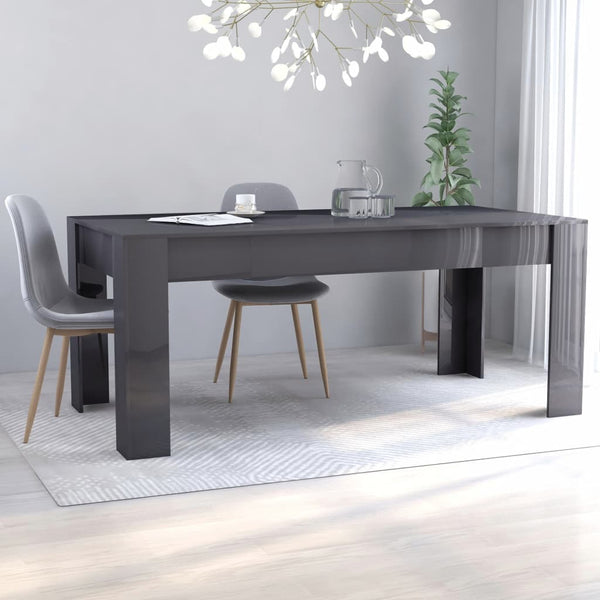  Dining Table High Gloss Grey 180x90x76 cm Chipboard