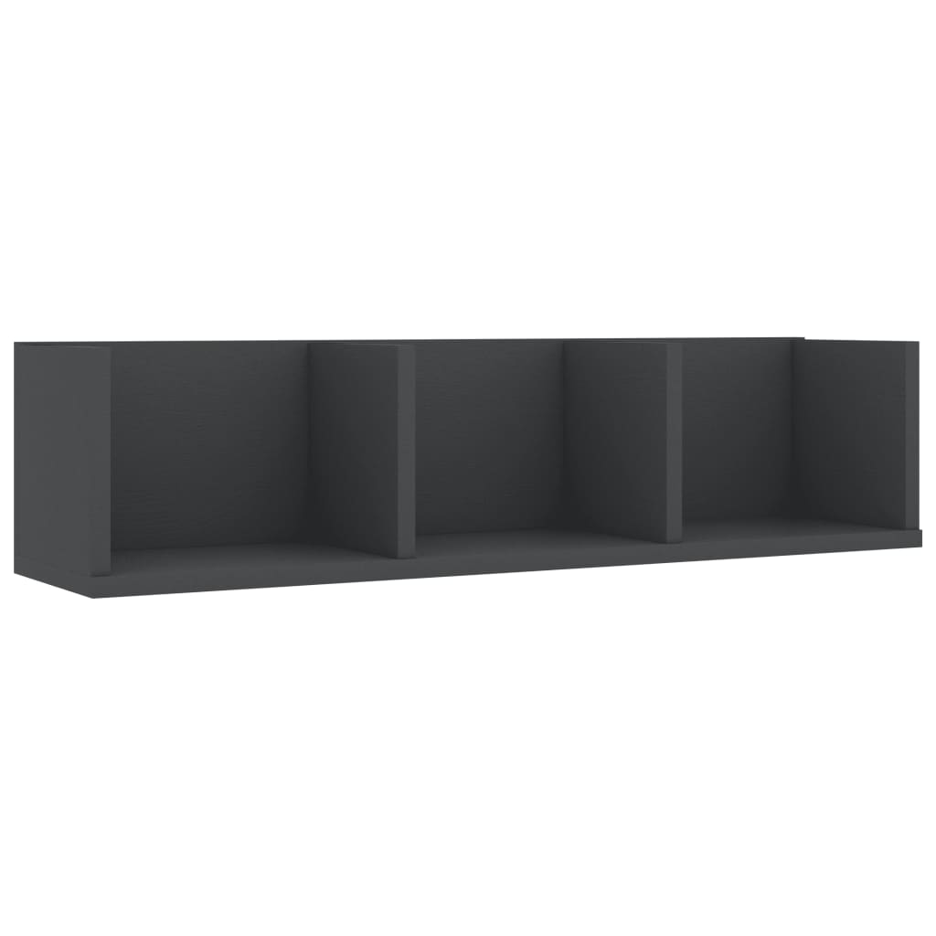 CD Wall Shelf Grey 75x18x18 cm Chipboard