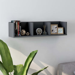 CD Wall Shelf Grey 75x18x18 cm Chipboard